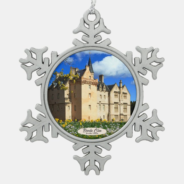 Schottisches Brodie-Clan-Foto Schneeflocken Zinn-Ornament (Vorderseite)