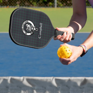 Schottisches Campbell-Wappen-Abzeichen und Tartan Pickleball Schläger