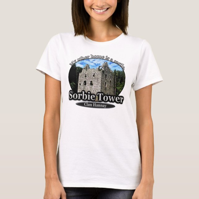 Schottisches Clan Hannay Sorbie Turm-Schloss T-Shirt (Vorderseite)
