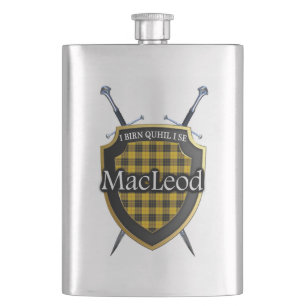 Schottisches Clan MacLeod Tartan-Schild und Flachmann