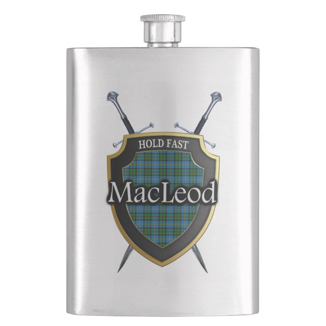 Schottisches Clan MacLeod Tartan-Schild und Flachmann (Vorderseite)
