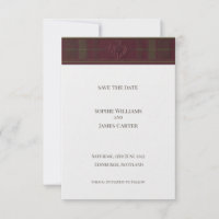 Schottisches Distel-Tartan Save-the-Date | Gold-Em