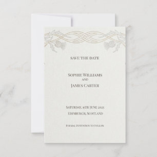 Schottisches Distel-Tartan Save-the-Date Gold-Em Save The Date