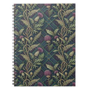 Schottisches Distel- und Tartan-Erbe-Blumenmuster Notizblock