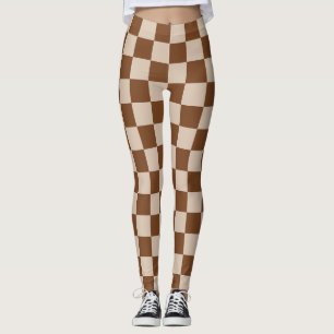 Schottisches Explosions-Schachbrett TAN und Brown Leggings