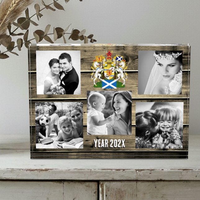 Schottisches Foto, Schottische Flagge, Holz Fotoblock (Scotland Family / Wedding Photo Block)