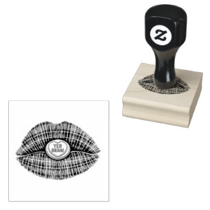 Schottisches Geschenk Tartan Lippen Liebe Pop Art Gummistempel