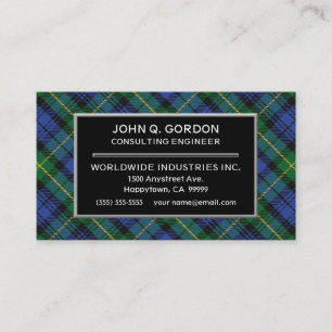 Schottisches Haus Gordon Clan Tartan Kariert Visitenkarte