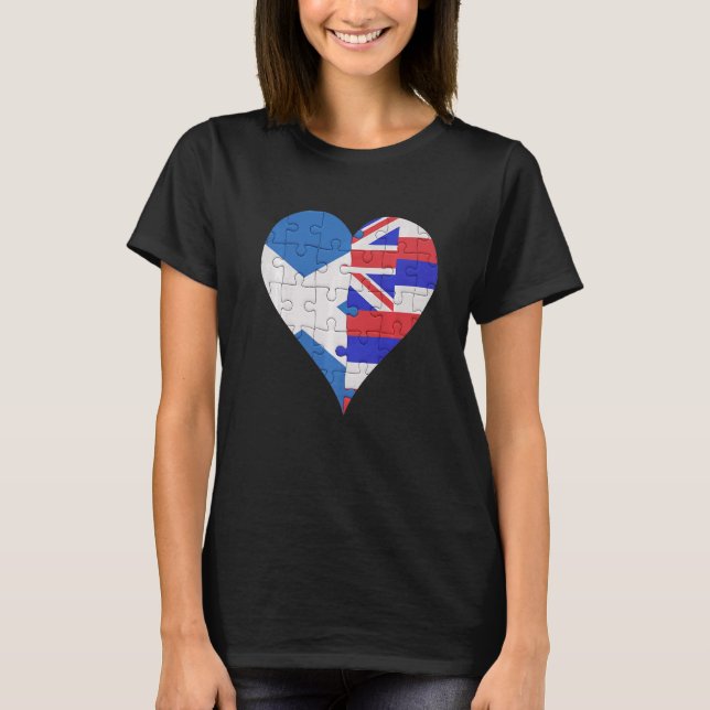 Schottisches Hawaiianisches Flaggenherz T-Shirt (Vorderseite)