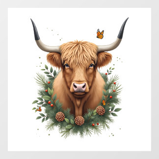 Schottisches Highland-Rind Vieh Haarkuh Weihnachte Fensteraufkleber