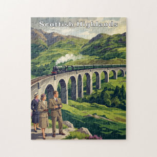 Schottisches Hochland Vintage-Reiseillustration