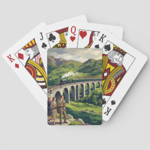 Schottisches Hochland Vintage-Reiseillustration Spielkarten