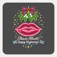 Schottisches Hogmanay-Mistel-Neon-Tartan-Geschenk