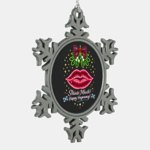 Schottisches Hogmanay-Mistelzweig-Neon-Tartan-Gesc Schneeflocken Zinn-Ornament