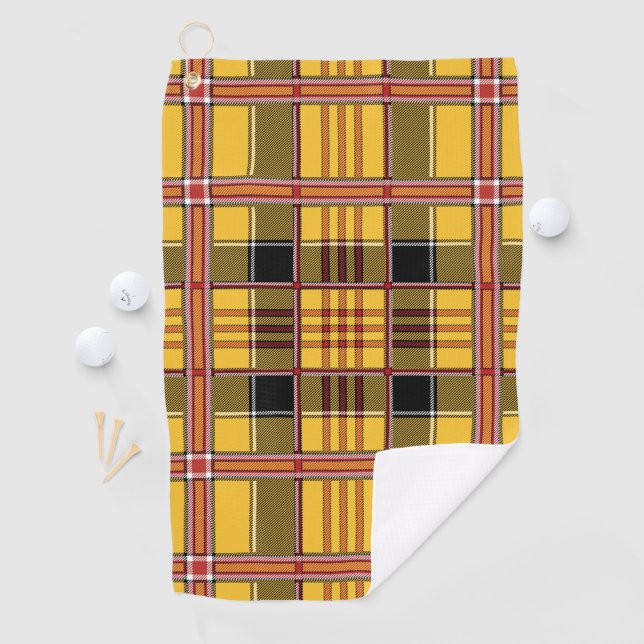 Schottisches Kariertes Tartan-Gelbes Schwarzes Mus Golfhandtuch (Insitu)
