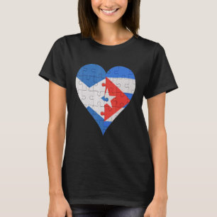 Schottisches kubanisches Flaggenherz T-Shirt