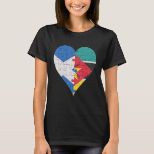 Schottisches mosambikanisches Flaggenherz T-Shirt