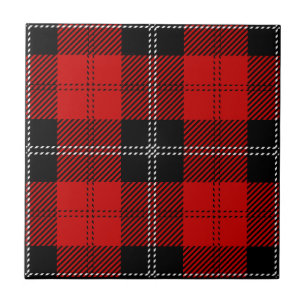 Schottisches Rot-Schwarz-Tartan Fliese