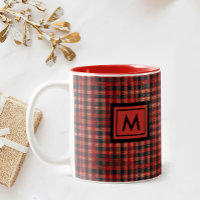 Schottisches Rotkariertes Gingham-Tartan-Monogramm