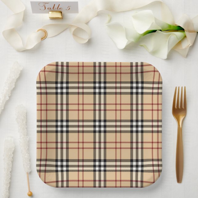 Schottisches Tartan-Muster Pappteller (Hochzeit)