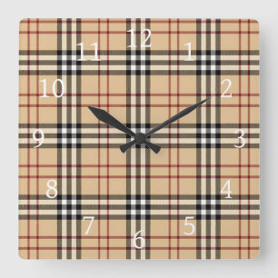 Schottisches Tartan-Muster     Quadratische Wanduhr