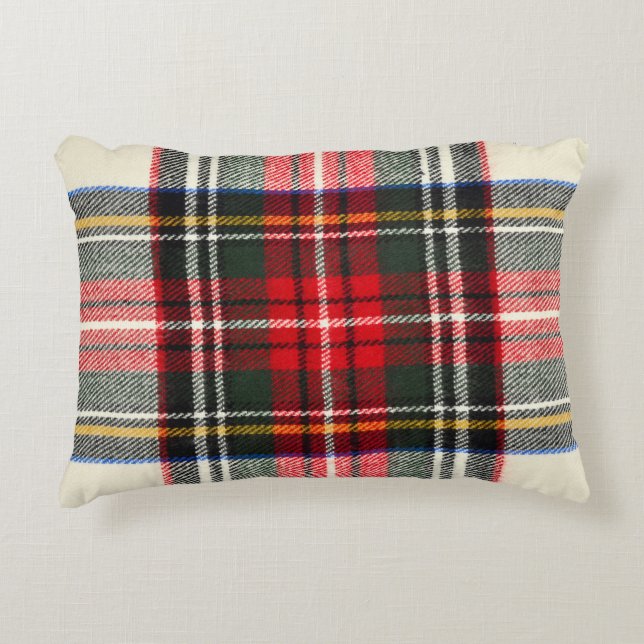 Schottisches Tartan-Muster. Rote und weiße Wolle k Dekokissen (Vorderseite)