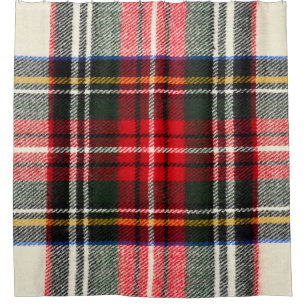 Schottisches Tartan-Muster. Rote und weiße Wolle k Duschvorhang