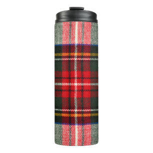 Schottisches Tartan-Muster. Rote und weiße Wolle k Thermosbecher