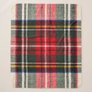 Schottisches Tartan-Muster. Rote und weiße Wolle  Sherpadecke