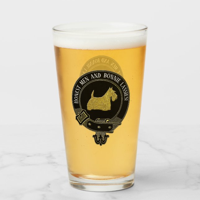 Schottisches Terrier-Clan-Wappen und Toast Glas (Vorne (Gefüllt))