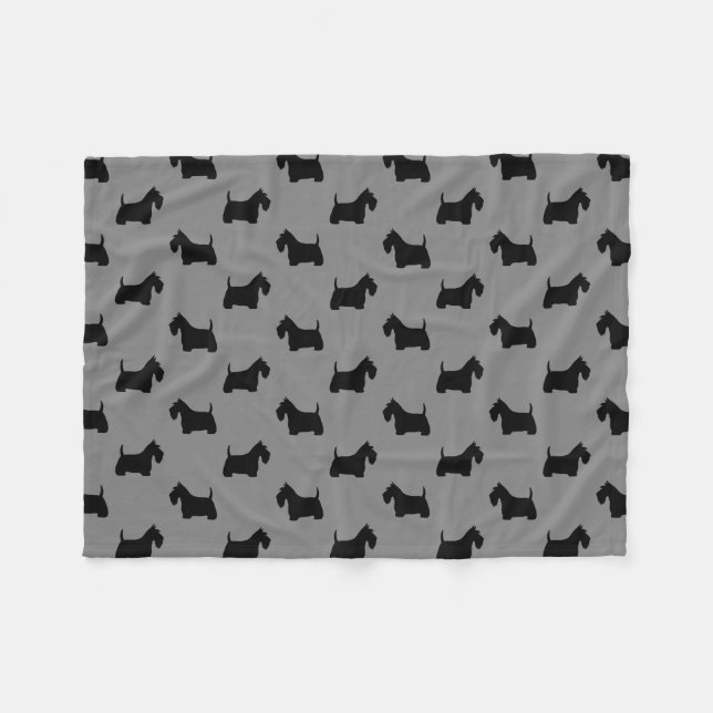 Schottisches Terrier-Silhouette-Muster Fleecedecke (Vorderseite (Horizontal))