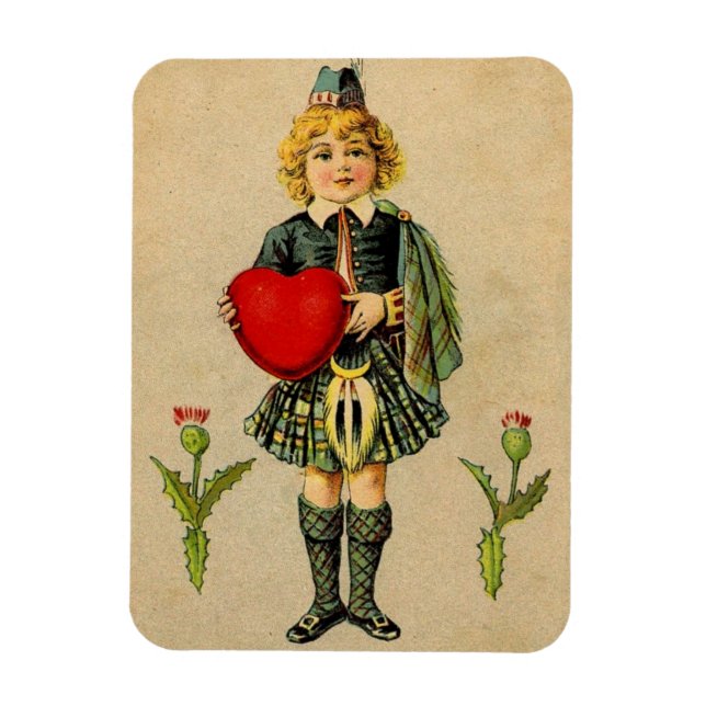 Schottisches Vintages Valentin und rotes Herz Magnet (Vertikal)