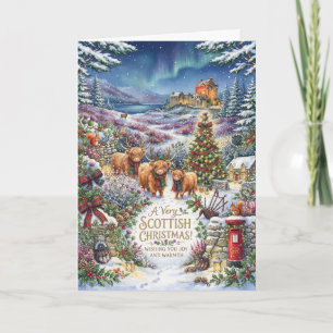 Schottisches Winterdorf-Weihnachtskarte Karte
