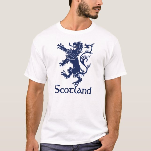 Schottisches zügelloses Löwe-Marine-Blau T-Shirt (Vorderseite)