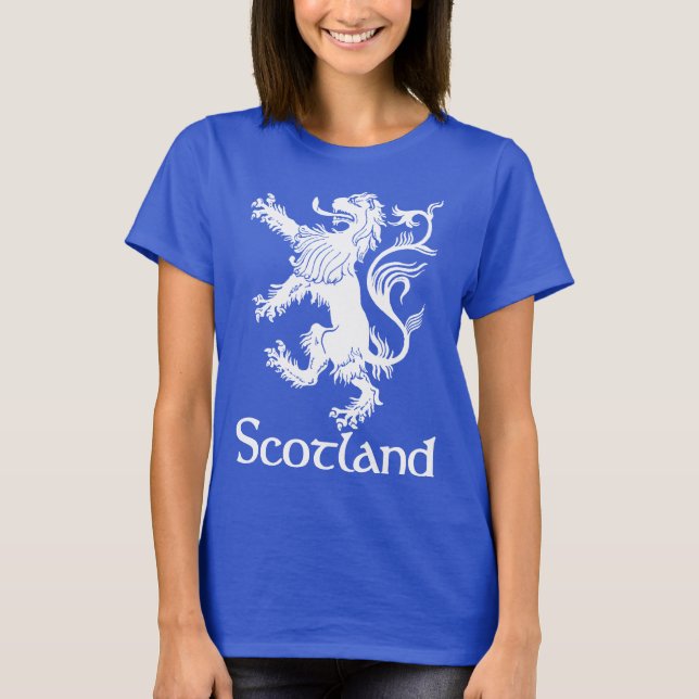 Schottisches zügelloses Löwe-Marine-Blau T-Shirt (Vorderseite)