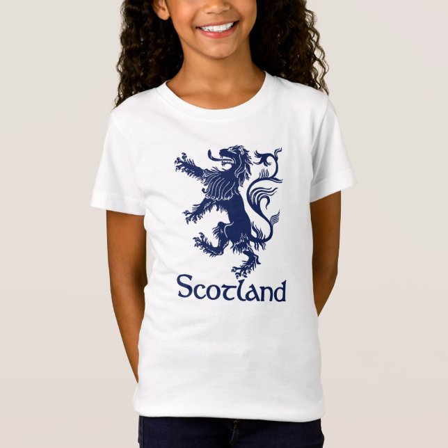 Schottisches zügelloses Löwe-Marine-Blau T-Shirt (Vorderseite)