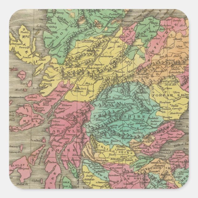 Schottland 18 quadratischer aufkleber (Vorderseite)
