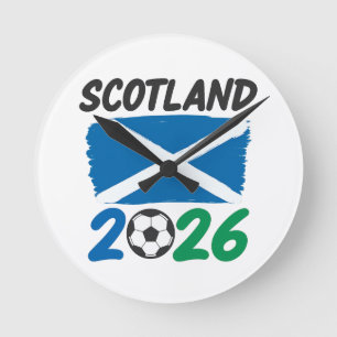 Schottland 2026 Fußballfan-Design / Saltire und Fu Runde Wanduhr