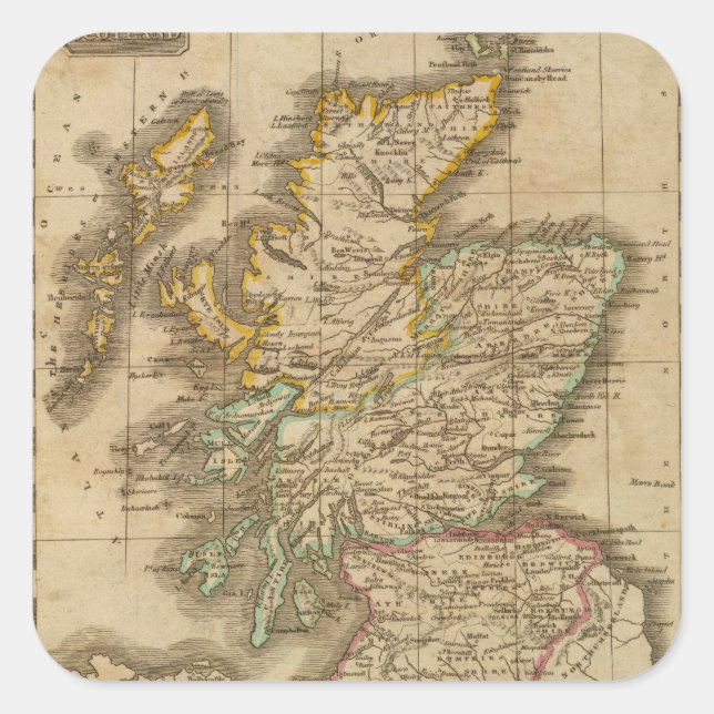 Schottland 4 quadratischer aufkleber (Vorderseite)
