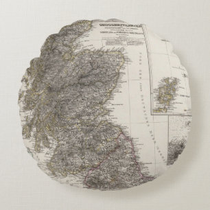 Schottland-Atlas-Karte 2 Rundes Kissen