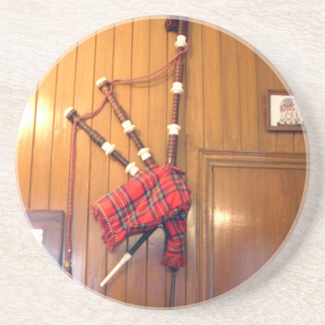 Schottland Bagpipe Tartan Kariertes Musikinstrumen Getränkeuntersetzer (Vorne)