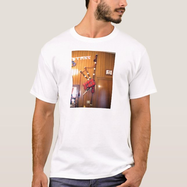 Schottland Bagpipe Tartan Kariertes Musikinstrumen T-Shirt (Vorderseite)