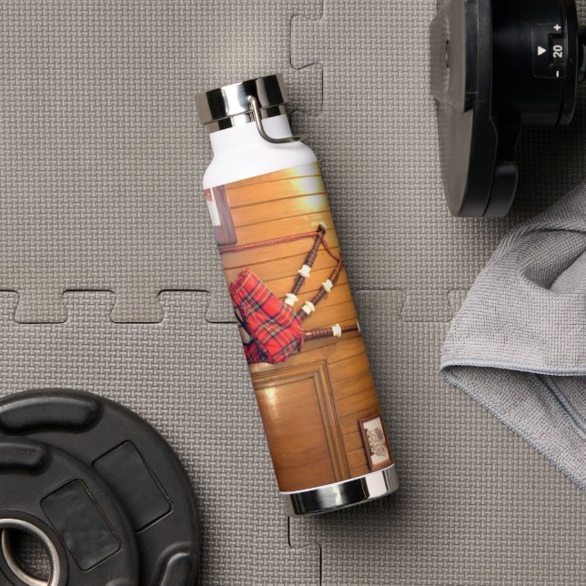 Schottland Bagpipe Tartan Kariertes Musikinstrumen Trinkflasche (Fitnessstudio)