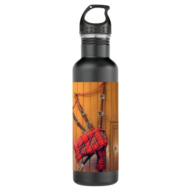 Schottland Bagpipe Tartan Kariertes Musikinstrumen Trinkflasche (Vorderseite)