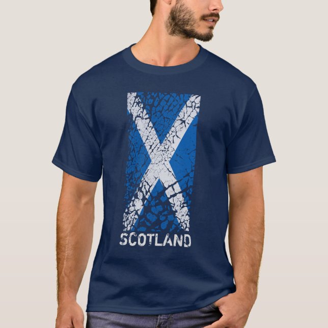 Schottland + Beunruhigte schottische Flagge T-Shirt (Vorderseite)