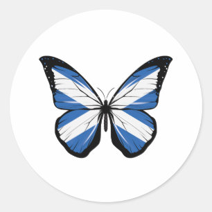 Schottland Butterfly Flag Runder Aufkleber