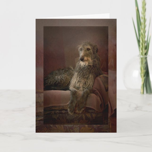 Schottland deerhound auf einem Sofa Feiertagskarte (Vorderseite)