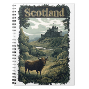 Schottland Design: Highland-Kuh, Schloss und Lands Notizblock