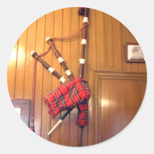 Schottland Dudelsack Tartan Plaid Musikinstrument Runder Aufkleber
