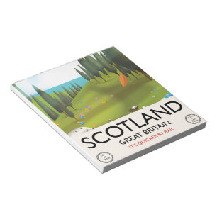 Schottland 'Es ist schneller per Bahn' Reiseplakat Notizblock